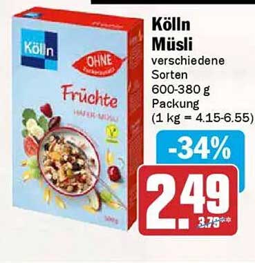 Kölln Müsli verschiedene Sorten 600-380 g Packung