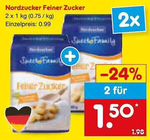 Nordzucker Feiner Zucker 2 x 1 kg