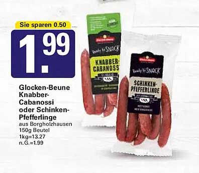 Glocken-Beune Knabber-Cabanossi oder Schinken-Pfefferlinge