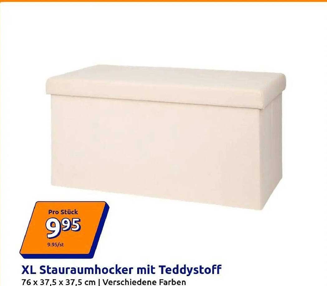 XL Staurauhocker mit Teddystoff