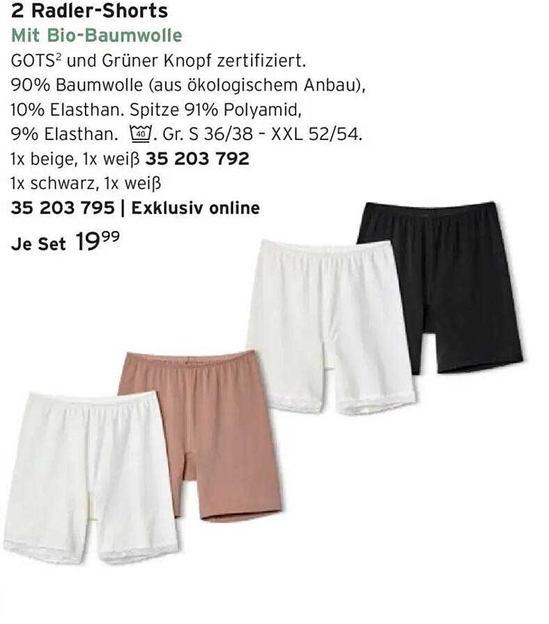 2 Radler-Shorts mit Bio-Baumwolle