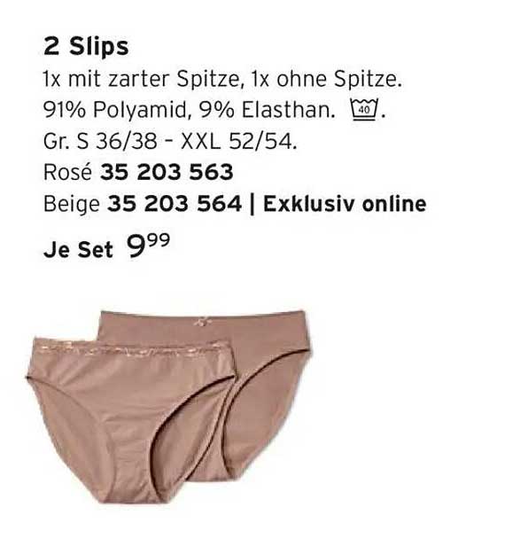 2 Slips - 1x mit zarter Spitze, 1x ohne Spitze