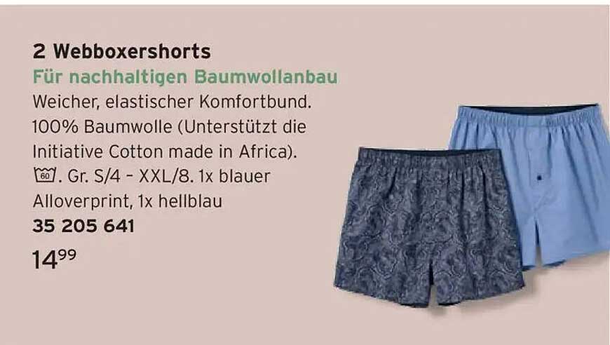 2 Webboxershorts für nachhaltigen Baumwollanbau