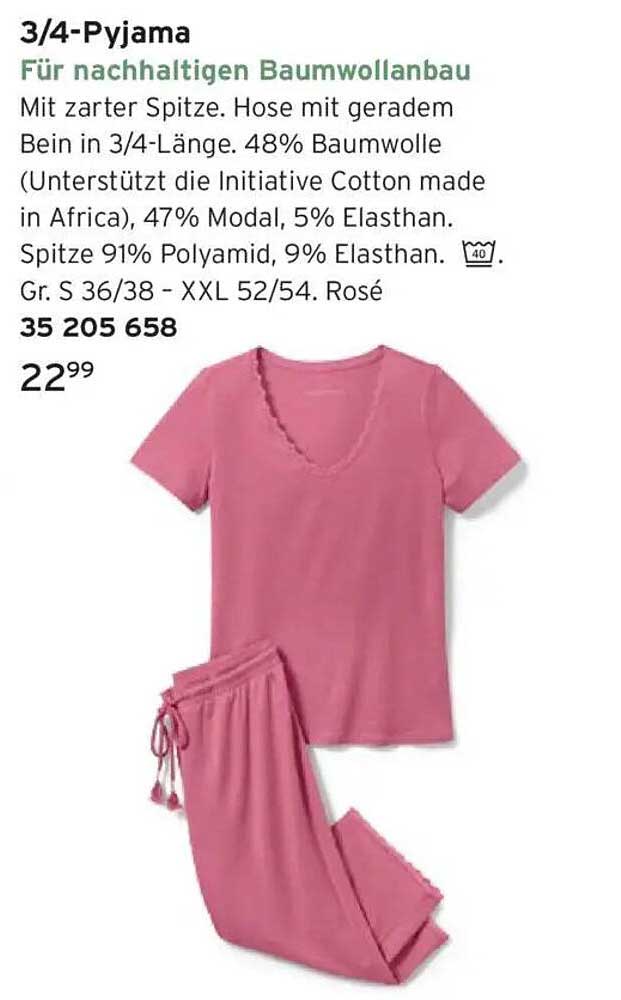 3/4-Pyjama für nachhaltigen Baumwollbau