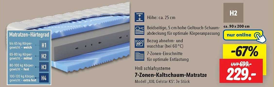 7-Zonen-Kaltschaum-Matratze, Modell »XXL Gelstar KS«