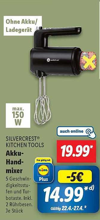 Akku-Handmixer SILVERCREST® - 5 Geschwindigkeitsstufen für perfekte Ergebnisse