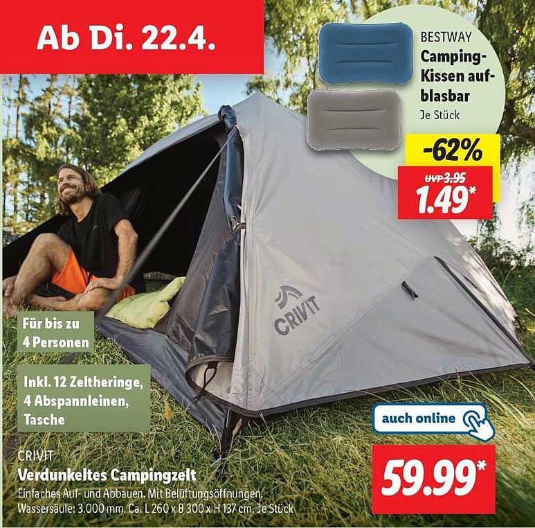 CRIVIT Verdunkeltes Campingzelt - Ideal für Ihren nächsten Outdoor-Trip
