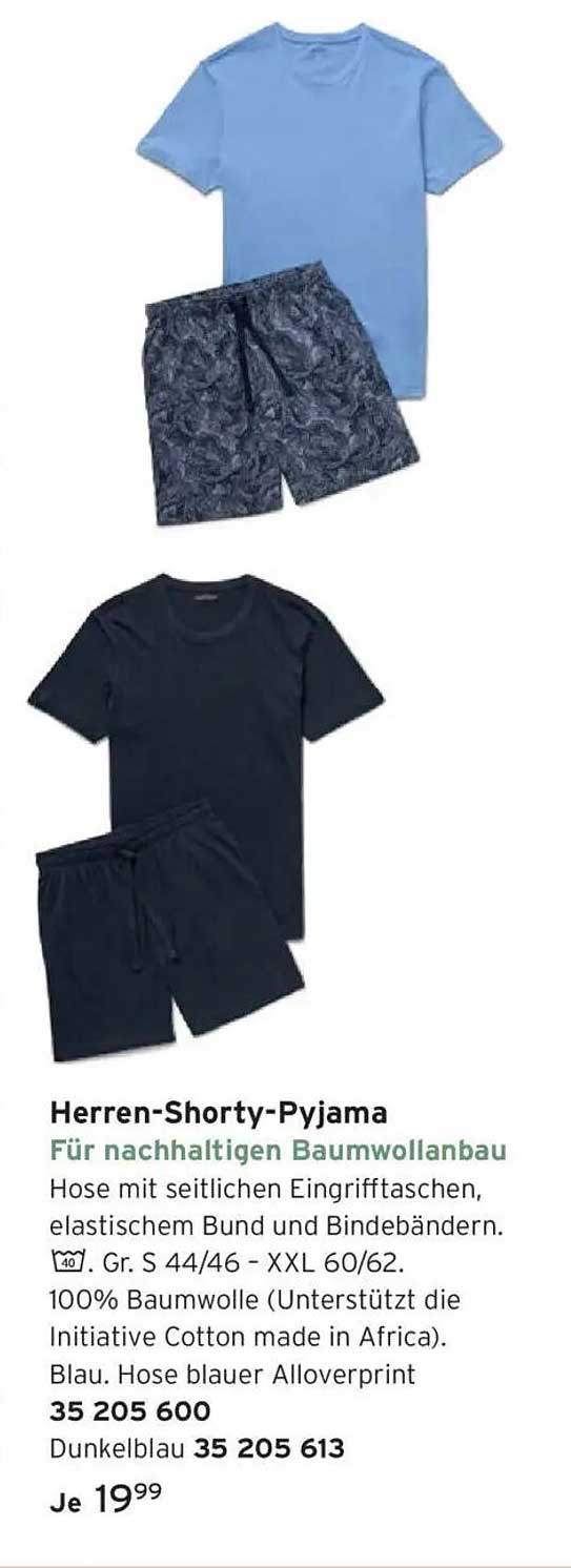 Herren-Shorty-Pyjama für nachhaltigen Baumwollenbau
