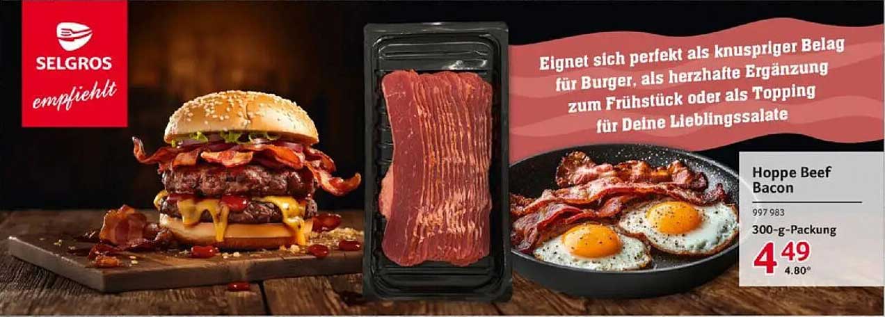Hoppe Beef Bacon 300 g - Knuspriger Genuss für jeden Tag