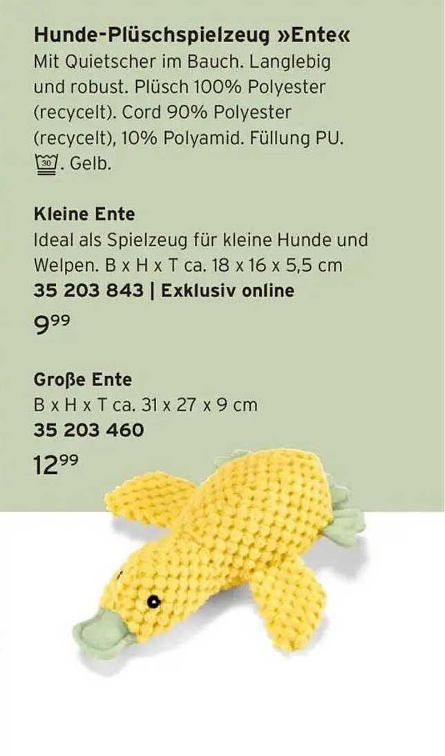 Hunde-Plüschtier »Ente«