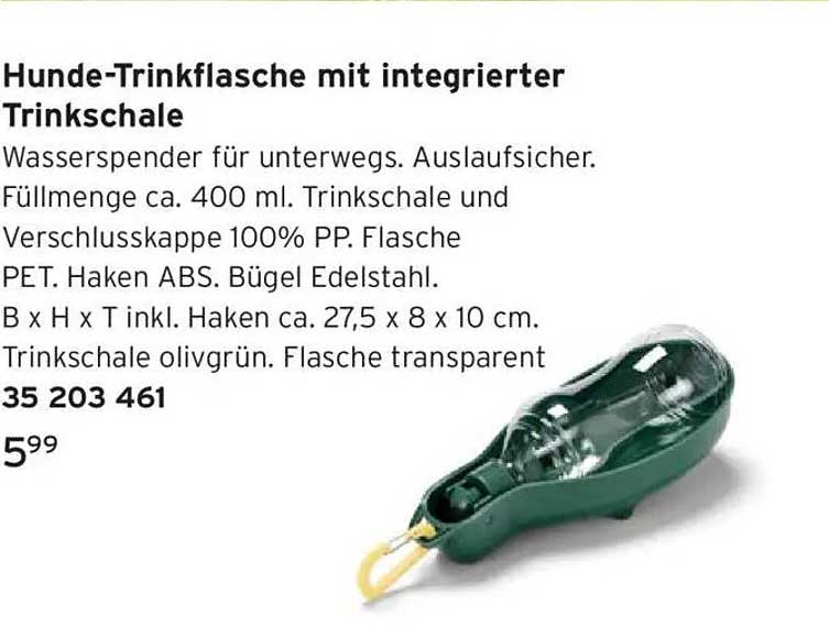 Hunde-Trinkflasche mit integrierter Trinkschale