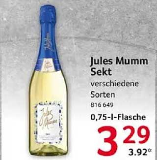 Jules Mumm Sekt, verschiedene Sorten