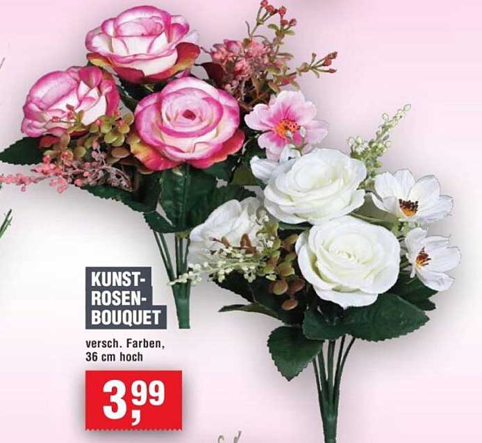 KUNST-ROSEN-BOUQUET - versch. Farben, 36 cm hoch