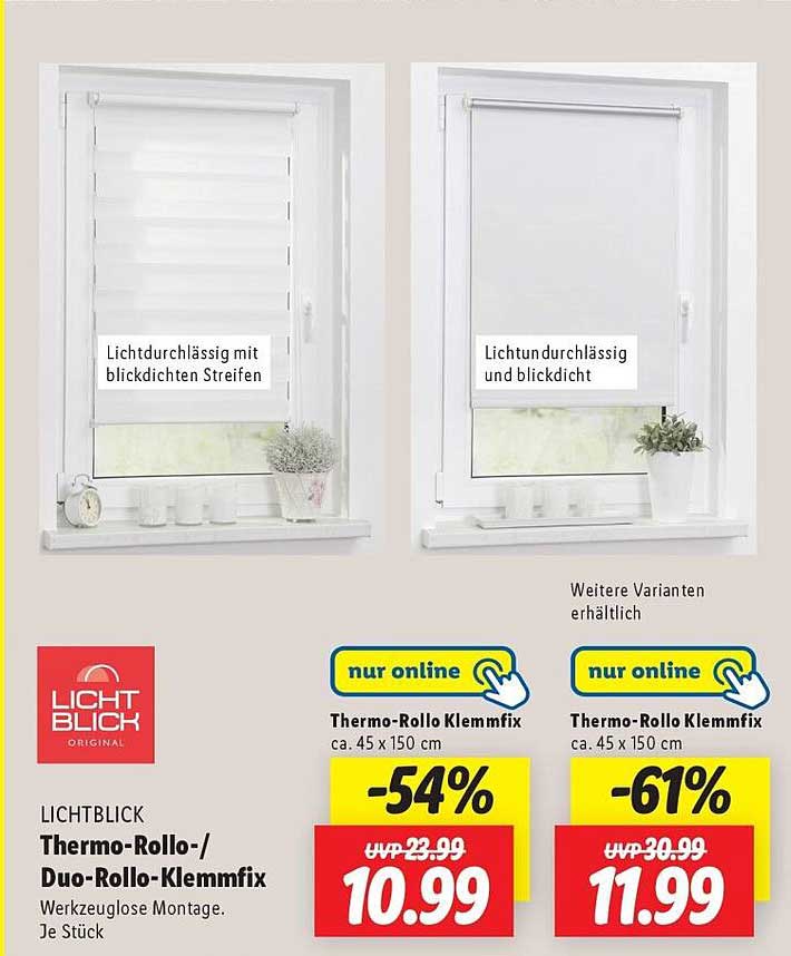Lichtblick Thermo-Rollo-/Duo-Rollo-Klemmfix