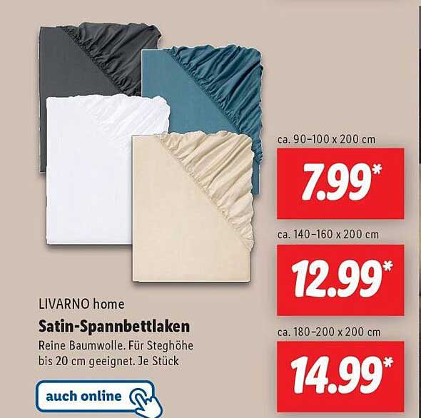 LIVARNO home Satin-Spannbettlaken
