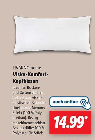 LIVARNO home Visko-Komfort-Kopfkissen