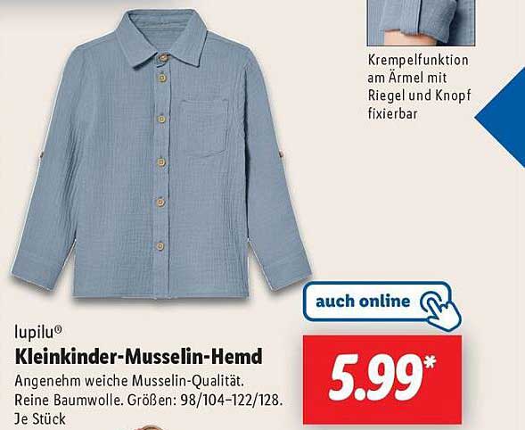 lupilu® Kleinkinder-Musselin-Hemd