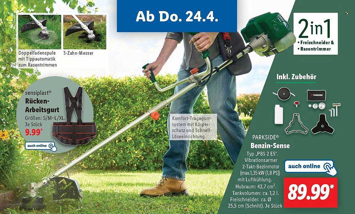 PARKSIDE® Benzin-Sense 2-in-1 mit Zubehör