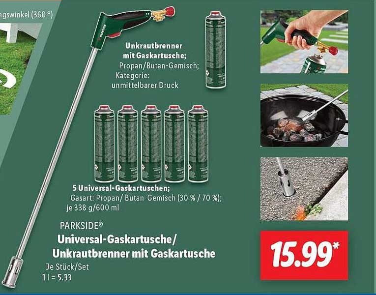 PARKSIDE® Universal-Gaskartusche/Unkrautbrenner mit Gaskartusche