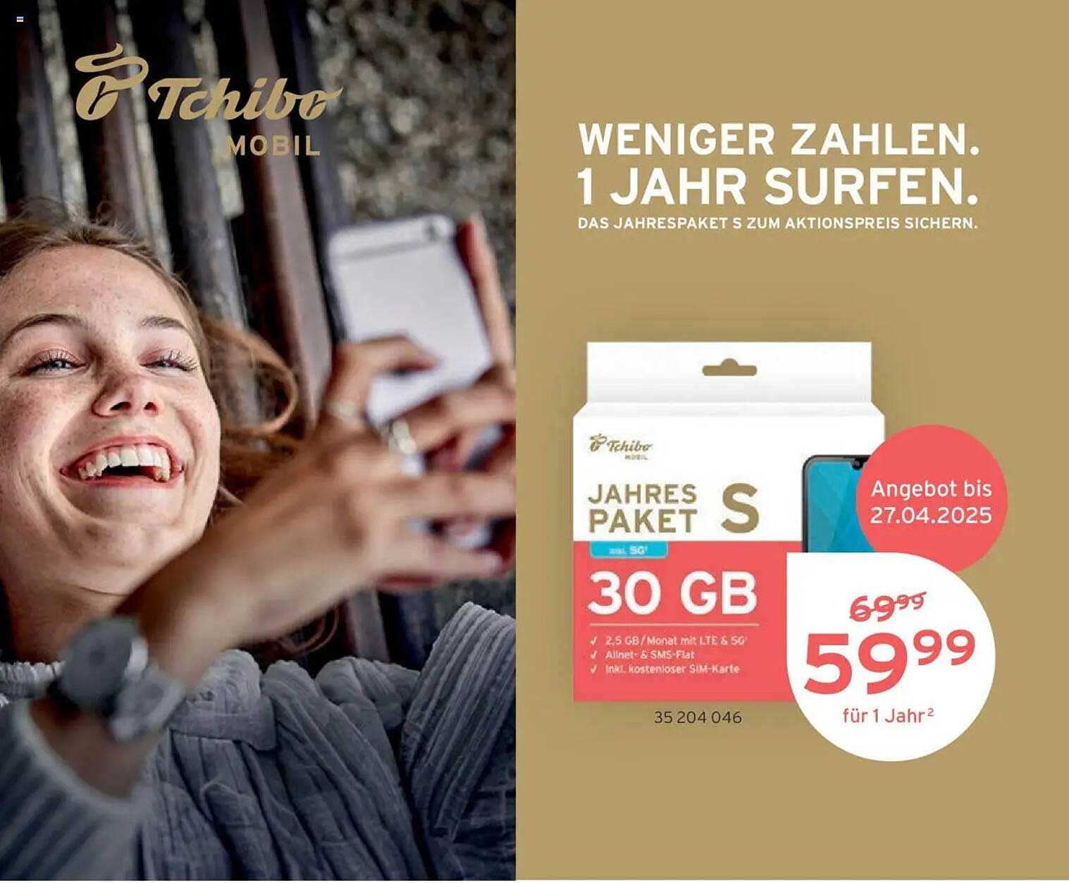 Tchibo Jahrespaket S – 1 Jahr Surfen für nur 59,99 €