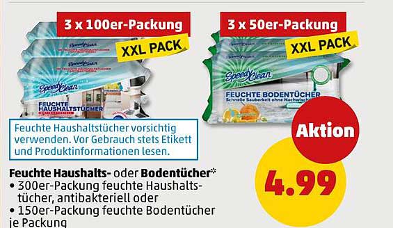 Feuchte Haushalts- oder Bodentücher