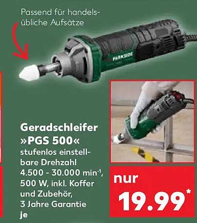 Geradschleifer »PGS 500« stufenlos einstellbare Drehzahl 4.500 - 30.000 min⁻¹, 500 W, inkl. Koffer und Zubehör, 3 Jahre Garantie je
