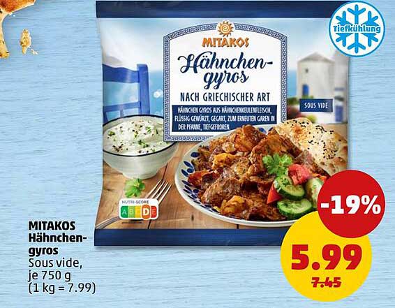 MITAKOS Hähnchen-gyros Sous vide, je 750 g (1 kg = 7.99)
