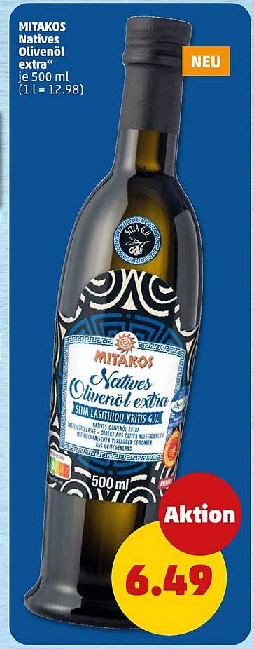 MITAKOS Natives Olivenöl extra je 500 ml (1 l = 12.98)