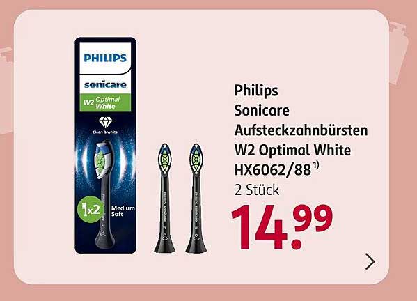 Philips Sonicare Aufsteckzahnbürsten W2 Optimal White HX6062/88¹ 2 Stück