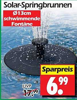 Solar-Springbrunnen Ø13cm schwimmende Fontäne