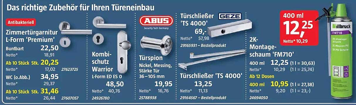 Zimmertürgarnitur L-Form 'Premium'