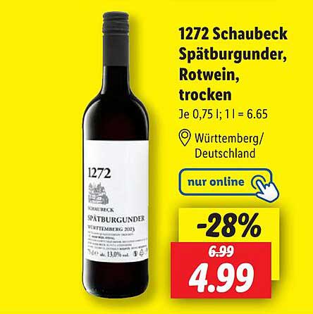 1272 Schaubeck Spätburgunder, Rotwein, trocken