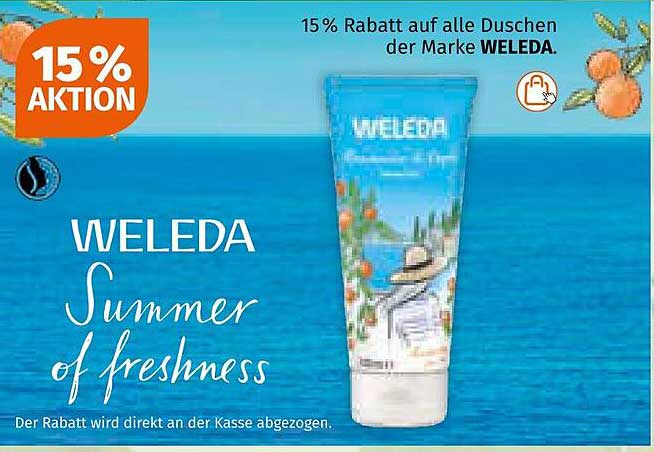 15 % Rabatt auf alle Duschen der Marke WELEDA