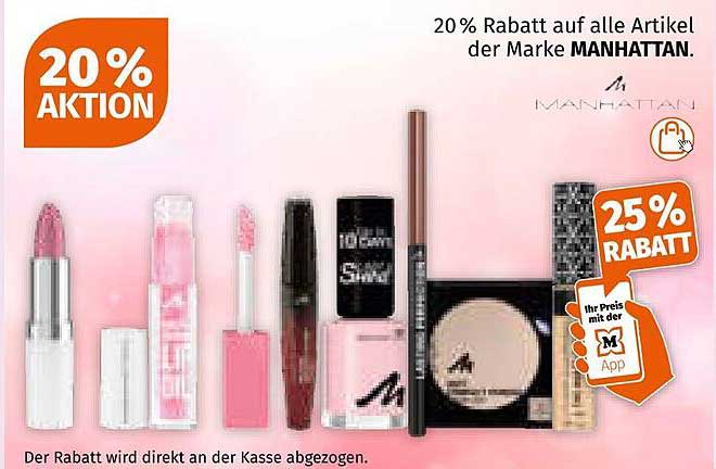 20 % Rabatt auf alle Artikel der Marke Manhattan