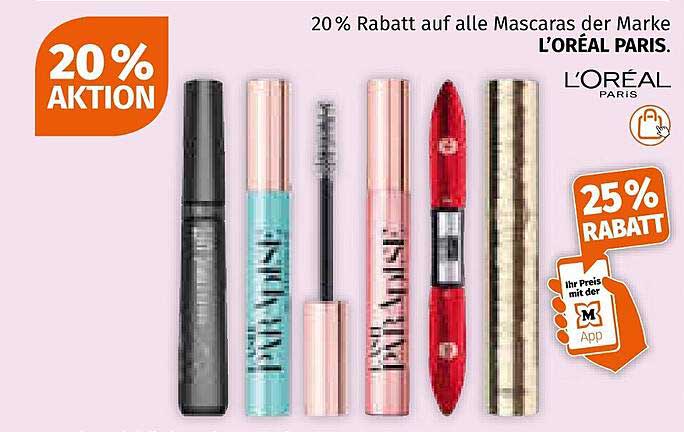 20% Rabatt auf alle Mascaras der Marke L'ORÉAL PARIS