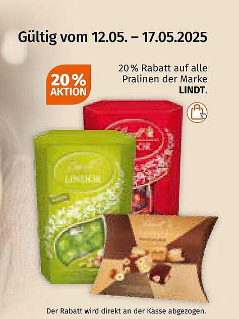 20% Rabatt auf alle Pralinen der Marke LINDT