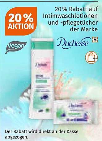 20 % Rabatt auf Intimwaschlotionen und -pflegetücher der Marke Duchesse