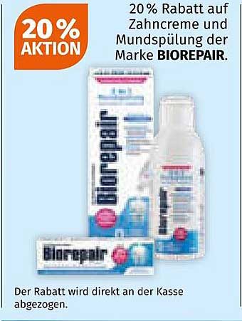 20 % Rabatt auf Zahnpasta und Mundspülung der Marke Biorepair
