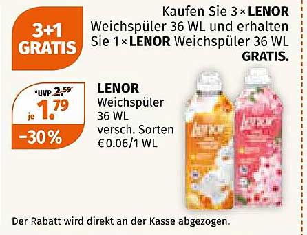 3+1 GRATIS auf LENOR Weichspüler 36 WL