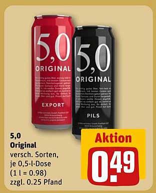 5,0 Original – Aktionspreis für leckeres Bier!