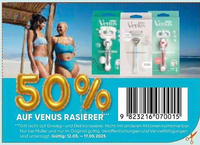 50% Rabatt auf Venus Rasierer