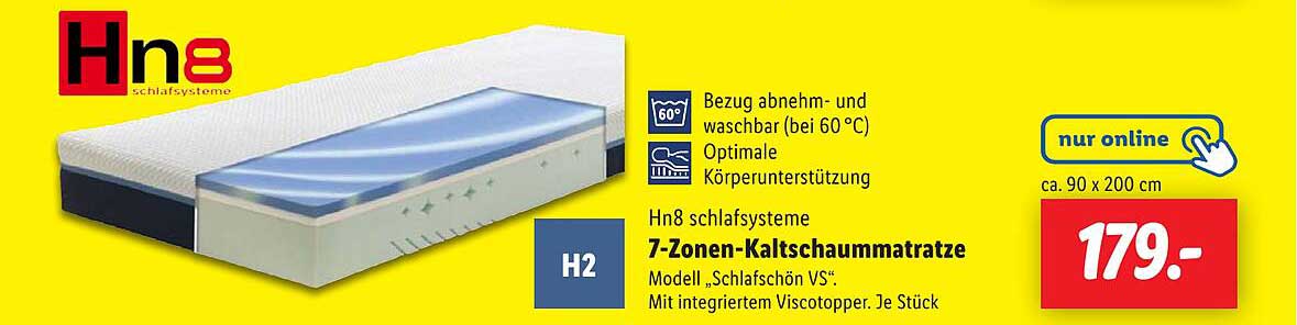 7-Zonen-Kaltschaummatratze Modell "Schlafschön VS" mit integriertem Viscotopper