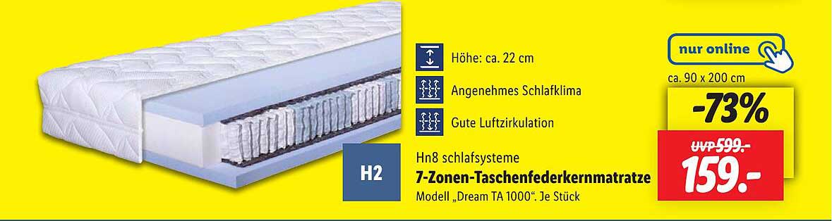 7-Zonen-Taschenfederkernmatratze Modell „Dream TA 1000“