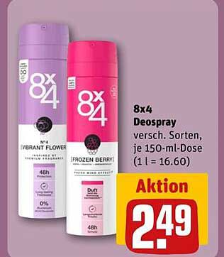 8x4 Deospray - Verschiedene Sorten, 150 ml-Dose