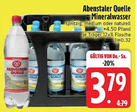 Abenstaler Quelle Mineralwasser - spritzig, medium oder naturbelassen