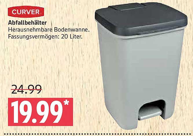 Abfallbehälter mit herausnehmbarer Bodenwanne - 20 Liter