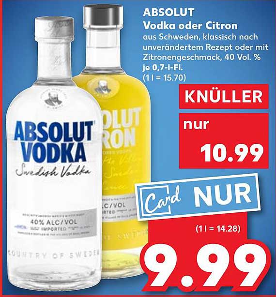 ABSOLUT Vodka oder Citron 0,7l