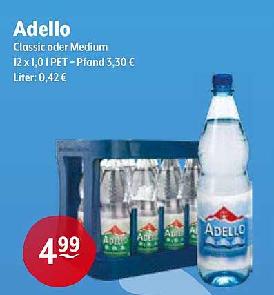 Adello Classic oder Medium – 12 x 1,0 l PET