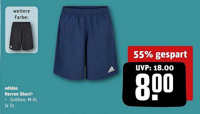 adidas Herren Short3 - 55% Rabatt auf die UVP!