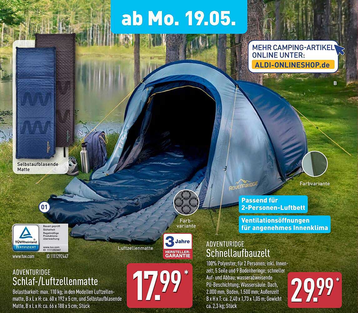 ADVENTURIDGE Schlaf-/Luftzellenmatte